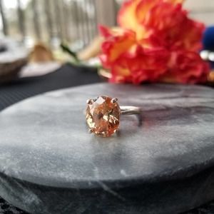 925 Single Orange Gem Ring Size 8